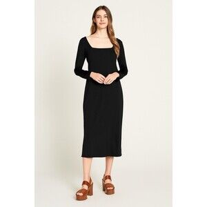 Universal Standard Black Modal Long Sleeve Square Neck Stretch Dress XS NWT Eco